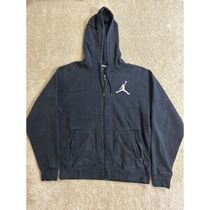 Jordan Full Zip Hoodie Womens Large Black White Jumpman Logo